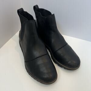 Sorel Evie Women's Waterproof Pull On Boots Size 8.5 Leather Black